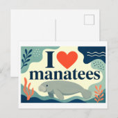"Ich [Herz] Manatis" Postkarte (Vorne/Hinten)