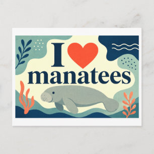 "Ich [Herz] Manatis" Postkarte