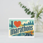 "Ich [Herz] Marathon" Postkarte (Stehend Vorderseite)