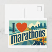 "Ich [Herz] Marathon" Postkarte (Vorne/Hinten)