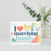 "Ich [Herz] Marching Bands" Postkarte (Stehend Vorderseite)
