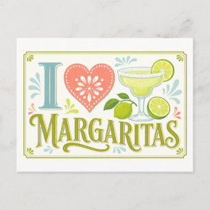 "Ich [Herz] Margaritas" Postkarte