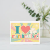"Ich [Herz] Marshmallows" Postkarte (Stehend Vorderseite)