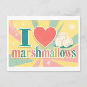 "Ich [Herz] Marshmallows" Postkarte