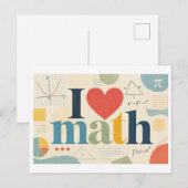 "Ich [Herz] Mathe" Postkarte (Vorne/Hinten)
