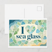 "Ich [Herz] Meeresglas" Postkarte (Vorne/Hinten)