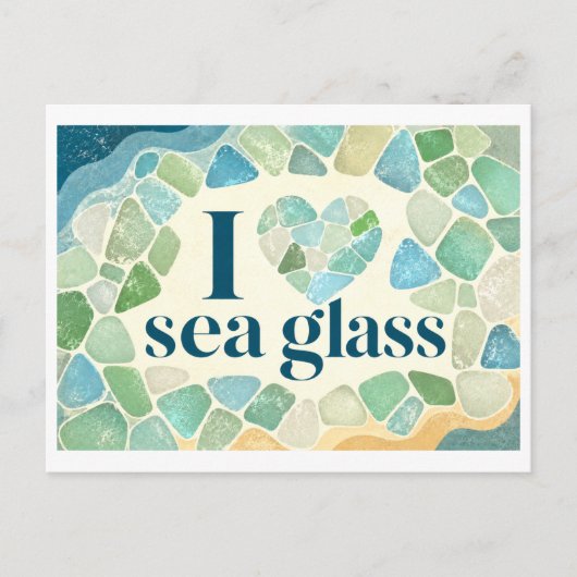 "Ich [Herz] Meeresglas" Postkarte (Vorderseite)