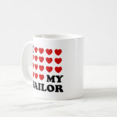 Ich (Herz) mein Seeleute Kaffeetasse (Vorderseite Links)