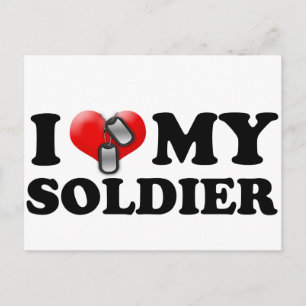 Ich (Herz) mein Soldat Postkarte