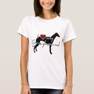 Ich "Herz" meine Greyhound-Wörter mit Graphen T-Shirt