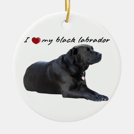 Ich "Herz" meine Labrador Retriever Worte mit Foto Keramikornament (Vorne)