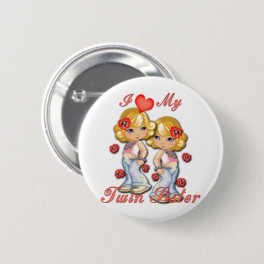Ich (Herz) meine Schwester Button (Vorne & Hinten)