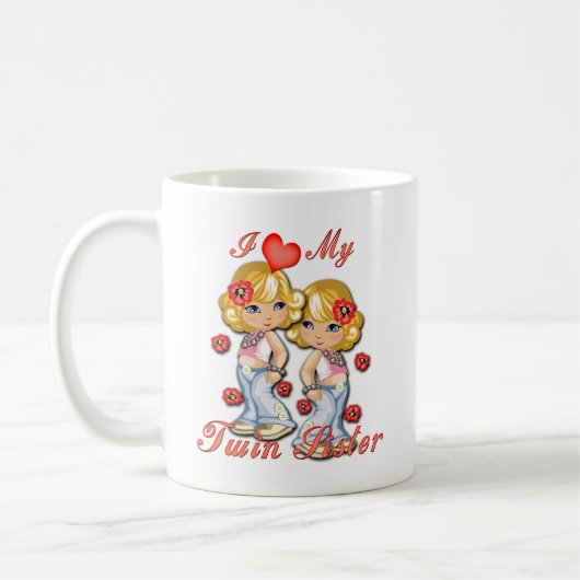 Ich (Herz) meine Schwester Kaffeetasse (Links)