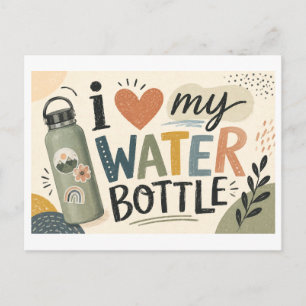 Ich [Herz] Meine Wasserflasche Postkarte