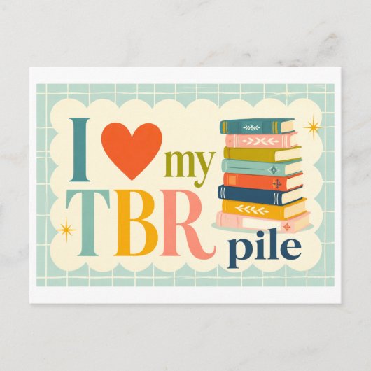"Ich [Herz] meinen TBR-Stapel" Postkarte (Vorderseite)