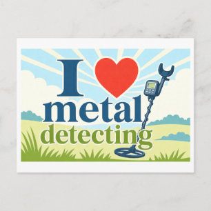 "Ich [Herz] Metalldetektor" Postkarte