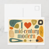 "Ich [Herz] Mid-Century Modern" Postkarte (Vorne/Hinten)