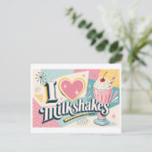 "Ich [Herz] Milkshakes" Postkarte (Stehend Vorderseite)