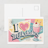 "Ich [Herz] Milkshakes" Postkarte (Vorne/Hinten)