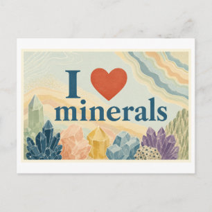 "Ich [Herz] Minerale" Postkarte