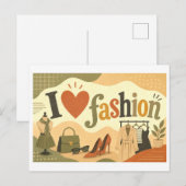 "Ich [Herz] Mode" Postkarte (Vorne/Hinten)