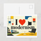"Ich [Herz] Moderne" Postkarte (Vorne/Hinten)