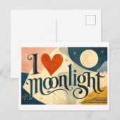"Ich [Herz] Mondlicht" Postkarte (Vorne/Hinten)