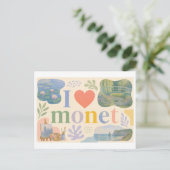 "Ich [Herz] Monet" Postkarte (Stehend Vorderseite)