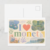 "Ich [Herz] Monet" Postkarte (Vorne/Hinten)