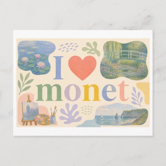 "Ich [Herz] Monet" Postkarte (Vorderseite)