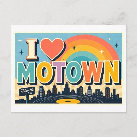 "Ich [Herz] Motown" Postkarte (Vorderseite)