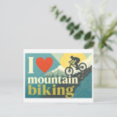 "Ich [Herz] Mountainbiken" Postkarte (Stehend Vorderseite)