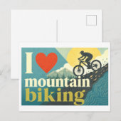 "Ich [Herz] Mountainbiken" Postkarte (Vorne/Hinten)