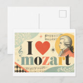 "Ich [Herz] Mozart" Postkarte (Vorne/Hinten)