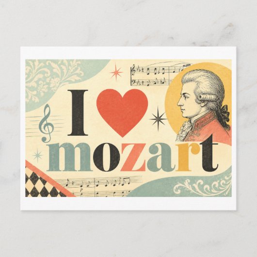 "Ich [Herz] Mozart" Postkarte (Vorderseite)