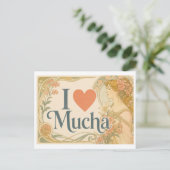 "Ich [Herz] Mucha" Postkarte (Stehend Vorderseite)