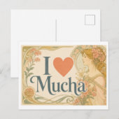 "Ich [Herz] Mucha" Postkarte (Vorne/Hinten)