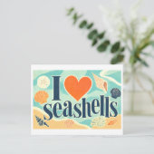 "Ich [Herz] Muscheln" Postkarte (Stehend Vorderseite)