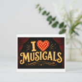"Ich [Herz] Musicals" Postkarte (Stehend Vorderseite)