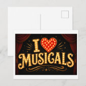 "Ich [Herz] Musicals" Postkarte (Vorne/Hinten)