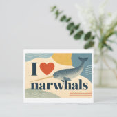 "Ich [Herz] Narwale" Postkarte (Stehend Vorderseite)