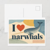 "Ich [Herz] Narwale" Postkarte (Vorne/Hinten)