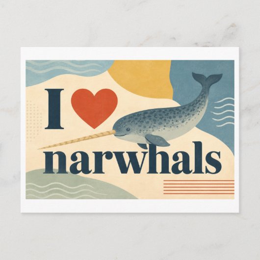 "Ich [Herz] Narwale" Postkarte (Vorderseite)
