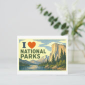 "Ich [Herz] Nationalparks" Postkarte (Stehend Vorderseite)