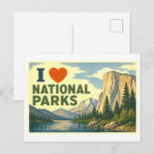 "Ich [Herz] Nationalparks" Postkarte (Vorne/Hinten)