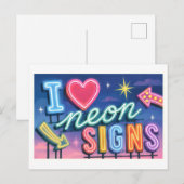 "Ich [Herz] Neon-Schilder" Postkarte (Vorne/Hinten)