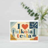 "Ich [Herz] Nikola Tesla" Postkarte (Stehend Vorderseite)