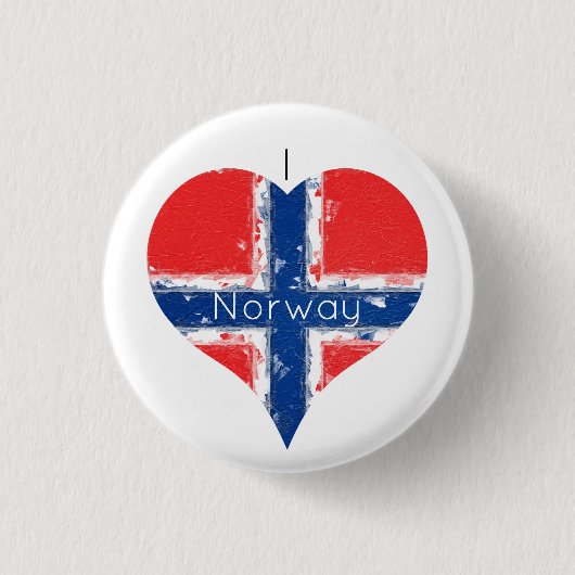 Ich Herz Norwegen gestörte gestrichene Herz-Fahne Button (Vorderseite)