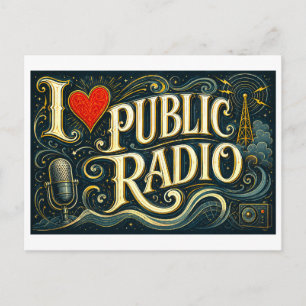 Ich [Herz] öffentliche Radiosender Postkarte