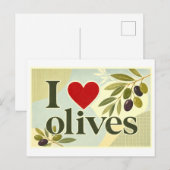 "Ich [Herz] Oliven" Postkarte (Vorne/Hinten)